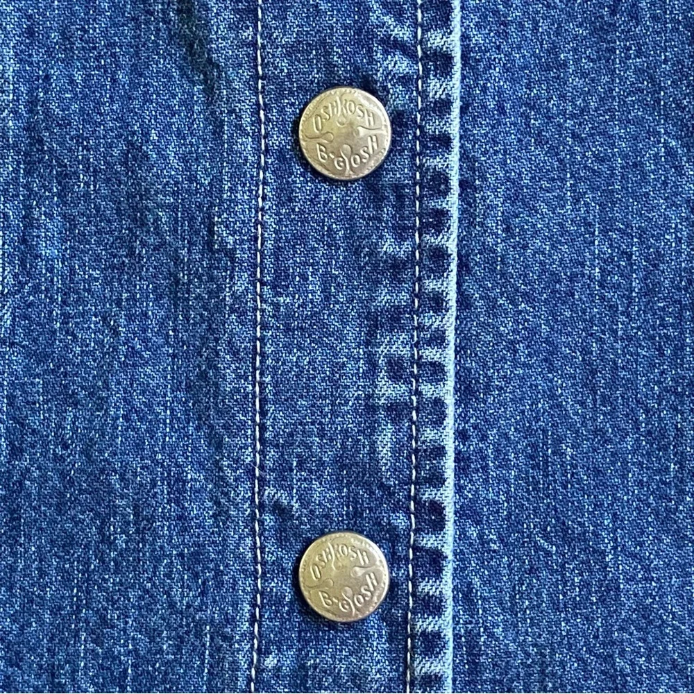 Vintage OSHKOSH Vest 3T Blue 90s Girls Denim Jeans Butterflies USA EUC snaps